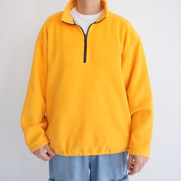 Eddie Bauer EBTEK Yellow Fleece Quarter Zip Pullover Retro 80s/90s Large - Picture 2 of 12
